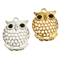 Zinc Alloy Animal Pendants Owl plated with rhinestone & hollow nickel lead & cadmium free Approx 3mm Sold By Lot