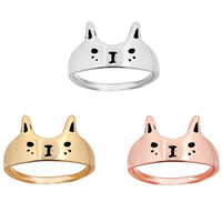 Brass Finger Ring Cat plated enamel nickel lead & cadmium free 16-19mm US Ring Sold By PC