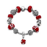 European Bracelet Zinc Alloy with brass chain & Rhinestone Clay Pave & Lampwork plated charm bracelet & snake chain & for woman & enamel & with rhinestone nickel lead & cadmium free Sold Per Approx 8.6 Inch Strand