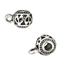Zinc Alloy Bail Beads Round antique silver color plated hollow nickel lead & cadmium free Approx 1.2mm 2.3mm Sold By Lot