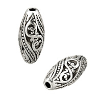 Zinc Alloy Hollow Beads Oval antique silver color plated nickel lead & cadmium free Approx 1.6mm Sold By Lot