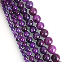 Dyed Jade Beads Round imitation sugilite purple Sold By Strand