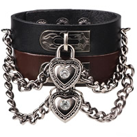 Unisex Bracelet Cowhide with Zinc Alloy plumbum black color plated adjustable & with rhinestone nickel lead & cadmium free 20mm Sold Per Approx 9 Inch Strand