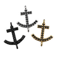 Cubic Zirconia Micro Pave Brass Connector Anchor plated nautical pattern & micro pave cubic zirconia & 1/1 loop nickel lead & cadmium free Approx 1mm Sold By Lot