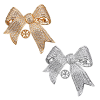 Brass Brooch Findings Bowknot plated micro pave cubic zirconia nickel lead & cadmium free 0.9mm Approx Sold By Lot