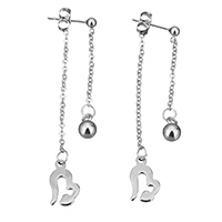 Stainless Steel Split Earring Heart for woman original color  37mm 59mm Sold By Pair
