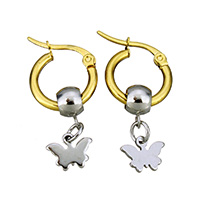 Stainless Steel Lever Back Earring Butterfly plated for woman Inner Approx 10mm Sold By Pair