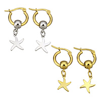 Stainless Steel Lever Back Earring Star plated for woman Inner Approx 10mm Sold By Pair