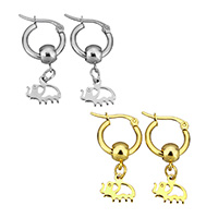 Stainless Steel Lever Back Earring Elephant plated for woman Inner Approx 10mm Sold By Pair