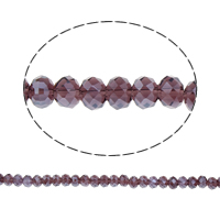 Rondelle-Krystal-Perler, Krystal, efterligning CRYSTALLIZED™ krystaller, Violet, 6x8mm, Hole:Ca. 1mm, Længde Ca. 17 inch, 10Strands/Bag, Solgt af Bag