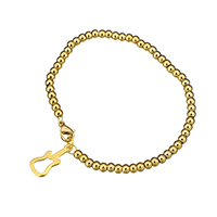 Stainless Steel Jewelry Bracelet Guitar gold color plated charm bracelet & for woman  Sold Per Approx 7 Inch Strand