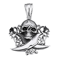 Stainless Steel Skull Pendants Halloween Jewelry Gift & with rhinestone & hollow & blacken Approx Sold By PC
