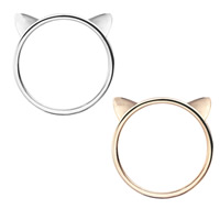 Zinc Alloy Tail Finger Ring Cat plated for woman lead & cadmium free 15-16mm US Ring Sold By PC