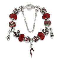 Christmas Holiday Bracelet Zinc Alloy with brass chain & Crystal plated charm bracelet & Christmas jewelry & snake chain & for woman & enamel & faceted & with rhinestone nickel lead & cadmium free Sold By Strand
