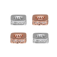 Zircon Micro Pave laiton European Perles, Placage, pavé de micro zircon & sans filetage, plus de couleurs à choisir, protéger l'environnement, sans nickel, plomb et cadmium, 8x2.50x8mm, Trou:Environ 4.7mm, 30PC/lot, Vendu par lot