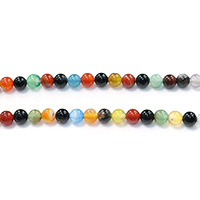 Perles agates, Agate, Rond, naturel, normes différentes pour le choix, multicolore, Trou:Environ 0.5-1.5mm, Longueur Environ 15 pouce, Vendu par lot