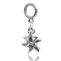 European Style Zinc Alloy Dangle Beads Starfish antique silver color plated without troll lead & cadmium free Approx 4-4.5mm Sold By PC