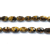 Tiger Eye Beads, Oval, naturlig, facetteret, 14.50x9.50x9.50mm, Hole:Ca. 1mm, Længde Ca. 16 inch, 3Strands/Lot, Ca. 28pc'er/Strand, Solgt af Lot