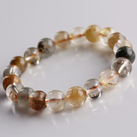 Unisex Bracelet Rutilated Quartz Round natural 9-10mm Length Approx 6.5 Inch Sold By Bag