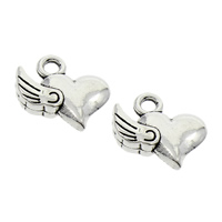 Zinc Alloy Heart Pendants Winged Heart antique silver color plated lead & cadmium free Approx 1.5mm Sold By Bag