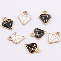 Zinc Alloy Pendants Diamond Shape gold color plated enamel mixed colors lead & cadmium free Approx 1.5mm Sold By Bag