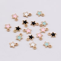 Zinc Alloy Star Pendant gold color plated enamel mixed colors lead & cadmium free Approx 1.5mm Sold By Bag