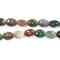 Naturlige indiske agat perler, Indiske Agate, Flad Oval, forskellig størrelse for valg, Hole:Ca. 0.5-1mm, Solgt Per Ca. 15.5 inch Strand