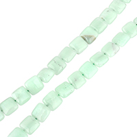 Amazonit Beads, Square, naturlig, 10x10x5mm, Hole:Ca. 1mm, Ca. 39pc'er/Strand, Solgt Per Ca. 16 inch Strand