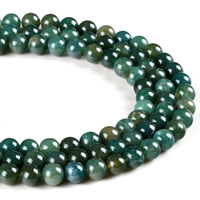 Natürliche Moos Achat Perlen, rund, verschiedene Größen vorhanden, Bohrung:ca. 1mm, verkauft per ca. 15.5 ZollInch Strang