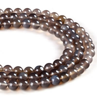 Natürliche graue Achat Perlen, Grauer Achat, rund, verschiedene Größen vorhanden, Bohrung:ca. 1mm, verkauft per ca. 15.5 ZollInch Strang