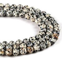 Dalmatiske Beads, Dalmatiner, Runde, forskellig størrelse for valg, Hole:Ca. 1mm, Solgt Per Ca. 15 inch Strand