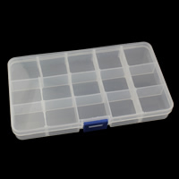 Jewelry Beads Container, Plastic, Rectangle, transparent & 15 cells, clear, 172x100x22mm, Sold By PC