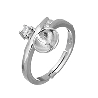 925 argento sterlina supporti per anello, Micro spianare cubic zirconia, 12.5x4.5mm, 0.7mm, Misura:6.5, 5PC/lotto, Venduto da lotto