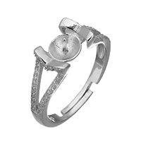925 Sterling Zilver Ring Bevestigingen, micro pave zirconia, 7x4mm, 0.7mm, Maat:6, 5pC's/Lot, Verkocht door Lot