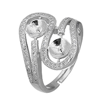 925 argento sterlina supporti per anello, Micro spianare cubic zirconia, 18x4mm, 0.6mm, Misura:6.5, 3PC/lotto, Venduto da lotto
