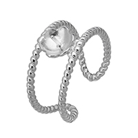 925 Sterling Zilver Ring Bevestigingen, open & micro pave zirconia, 10.5x4.5mm, 0.8mm, Maat:6.5, 5pC's/Lot, Verkocht door Lot