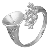 Серебро 925 пробы оправа для кольца, открыть & инкрустированное микро кубического циркония, 18mm, 0.8mm, размер:7, 3ПК/Лот, продается Лот