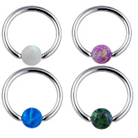 Roestvrij staal lipring piercings, met steen, voor vrouw, meer kleuren voor de keuze, 8mm, 3mm, 1.2mm, 2pC's/Lot, Verkocht door Lot