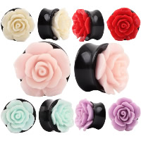 Fashion Piercing Tunnel Resin Flower & for woman Sold By Lot