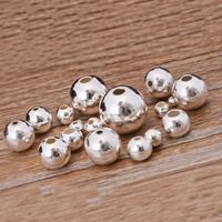 925 Sterling Silver perle, Krug, različite veličine za izbor, Rupa:Približno 1mm, Prodano By Torba