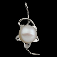 Ciondoli perle d'acqua dolci, ottone, with perla d'acquadolce coltivata naturalmente, placcato color argento, naturale, assenza di nichel,piombo&cadmio, 13x29x10mm, Foro:Appross. 2x3mm, Venduto da PC