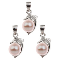 Freshwater Pearl Pendants Brass with Freshwater Pearl silver color plated natural & with rhinestone nickel lead & cadmium free Approx Sold By PC