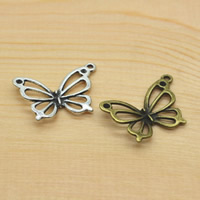 Bowknot Tibetan Style Connector, Butterfly, plated, 1/1 loop, more colors for choice, nickel, lead & cadmium free, 19x27x2mm, Hole:Approx 1.5mm, 50PCs/Lot, Sold By Lot