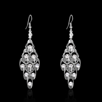 Zinc Alloy Drop Earring iron earring hook platinum color plated with rhinestone lead & cadmium free Sold By Pair