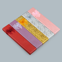 Pap halskæde kasse, med Gaze, Rektangel, forskellige design til valg, flere farver til valg, 205x45x20mm, 10pc'er/Lot, Solgt af Lot
