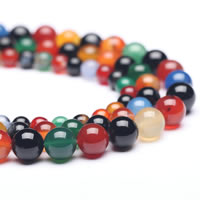 Prirodni Rainbow ahat perle, Rainbow Agate, Krug, različite veličine za izbor, Rupa:Približno 1mm, Prodano Per Približno 15 inčni Strand