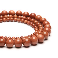 Goldstone Beads, Ronde, synthetisch, verschillende grootte voor keus, Gat:Ca 1mm, Per verkocht Ca 15 inch Strand