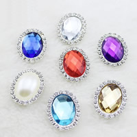 Mobile Phone DIY Decoration Zinc Alloy with ABS Plastic Pearl & Crystal Flat Oval platinum color plated faceted & with rhinestone lead & cadmium free Sold By Bag