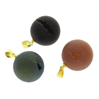 Pingentes quartzo natural, with liga de zinco fiança, cromado de cor dourada, misto, 20x24mm, Buraco:Aprox 4x6mm, 2PCs/Bag, vendido por Bag
