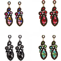 Resin Earring Zinc Alloy with Resin stainless steel post pin plated with rhinestone lead & cadmium free Sold By Pair